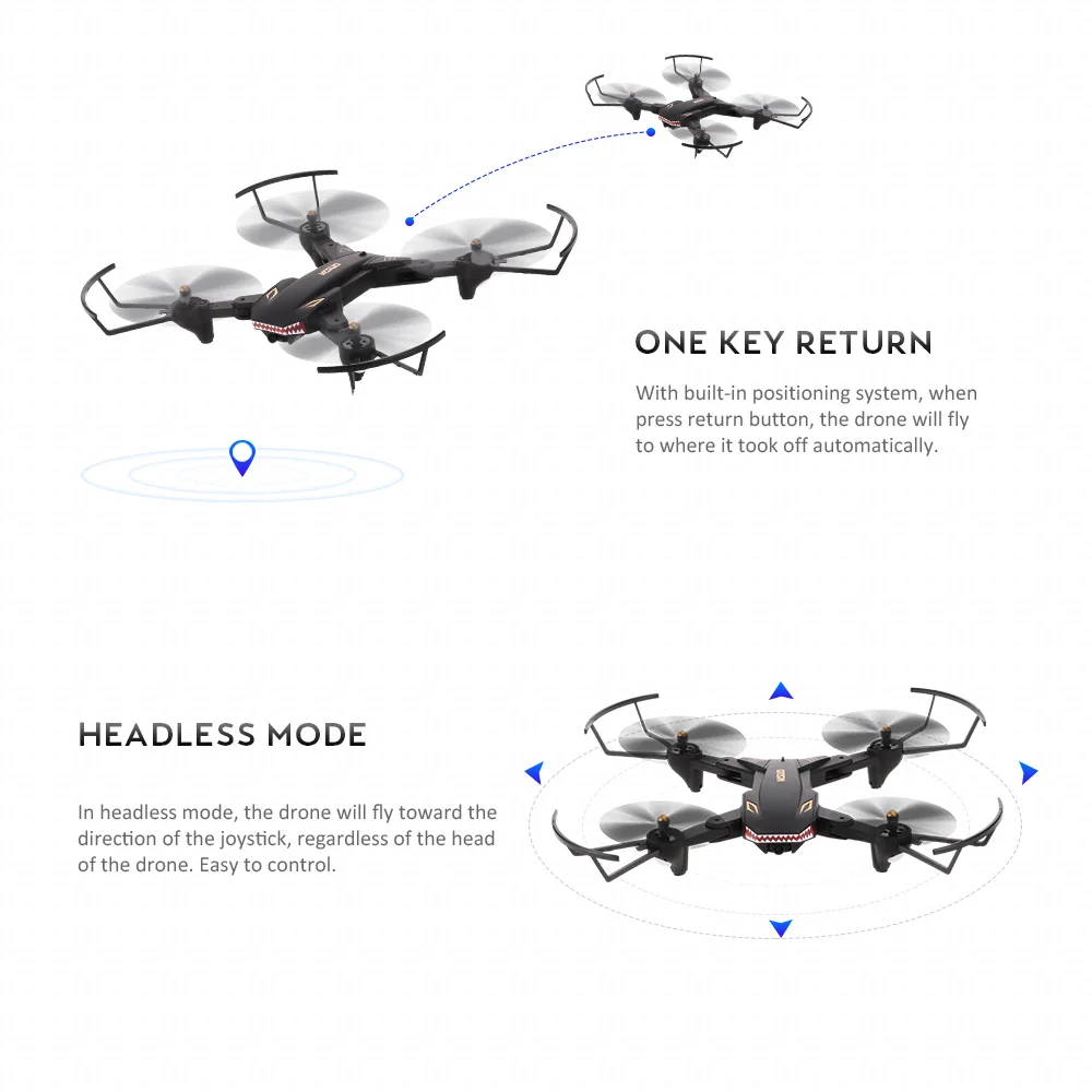 VISUO XS809S 0.3MP Camera Drone Wifi FPV Foldable Selfie RC Drone Altitude Hold G-sensor Quadcopter with Extra Battery Dron (7)