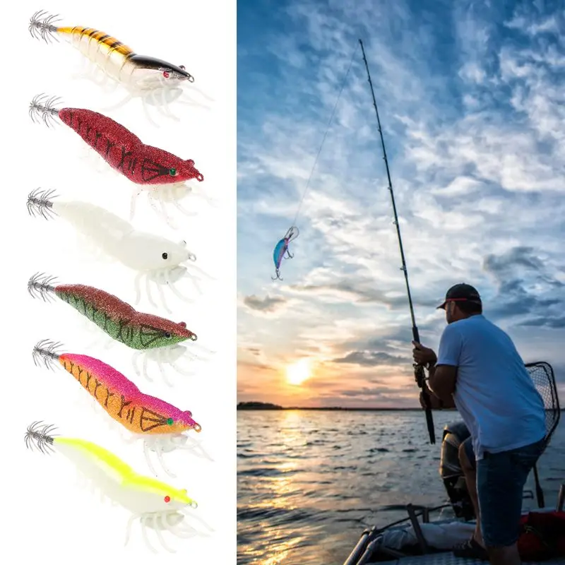 

Fishing Bait Shrimp Artificial Simulation Night Luminous 11.5cm3.5g Double Hook Attractive Lure Hard Tackle Accessories