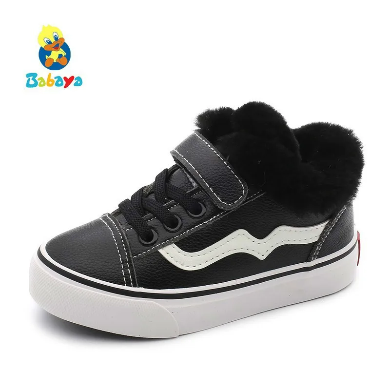 

Children's Cotton Shoes Boys Shoes Girls Artificial Leather 2018 Winter New Plus Velvet Winter Shoes Fashion Kids Casual Shoes