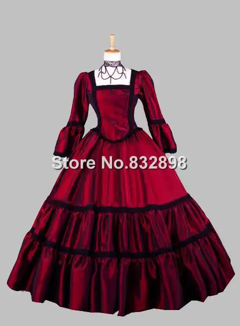 

Gothic Red Lace Victorian 1870/90s Era Dress