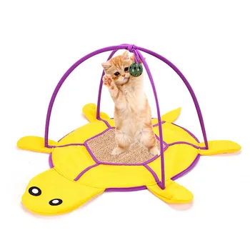 

Felt Tortoise Tent Hammock Design Cat Bed House Mobile Activity Playing Bed Pet Furniture Cats House With Ball Toys Cat Bed Pad