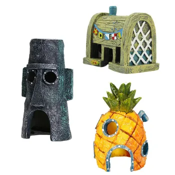 

Cute Aquarium Spongebob Decoration Figure Fish Tank Lanscape Ornament Spongebob House Squidward Patrick Star Model Aquatic Decor