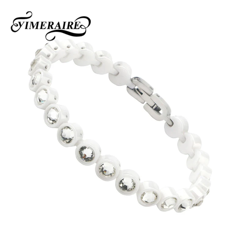 Элегантный Круглый AAA кубический цирконий браслет для женщин черные и белые керамические стальные браслет юбилей ювелирные изделия Высокое качество подарки