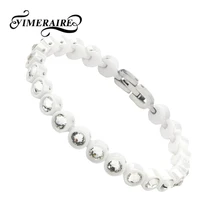 Элегантный Круглый AAA кубический цирконий браслет для женщин черные и белые керамические стальные браслет юбилей ювелирные изделия Высокое качество подарки