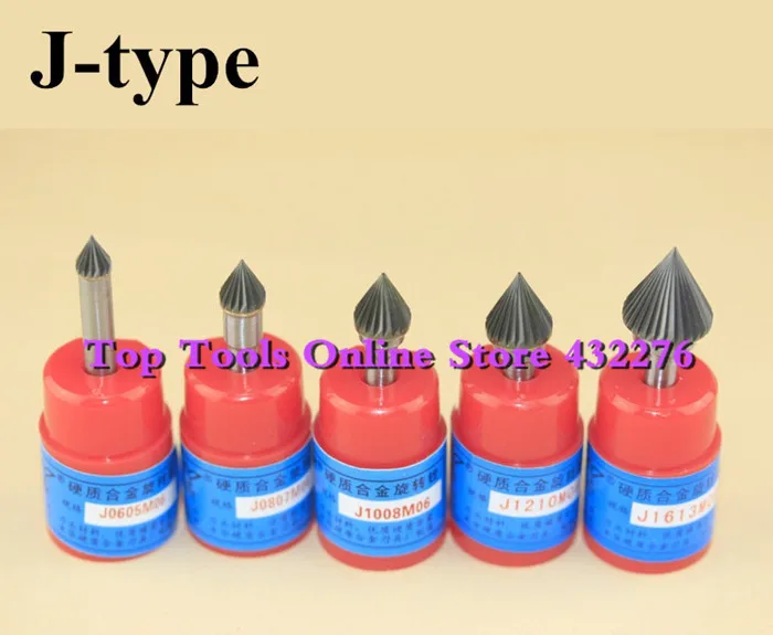 J type 5pcs different sizes single cut 60 degree conical CARBIDE ROTARY