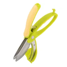 Multifunctional Kitchen Scissors Double Layers Shears Salad Fruit Cutter Vegetable Choppers Slicer Lettuce Knife Kitchen Helper