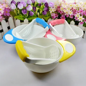 

Kid Learn Dishes Grinding Bowl Grinding Food Supplement Round Blue+Green PP Multi-Color Porridge Fruit Vegetable Healthy Baby