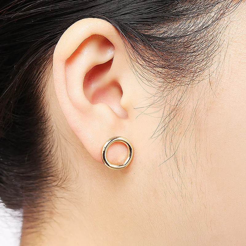 

2019 New Simple Gold color Vintage Dangle Big Circle Hoop Earrings Women Steampunk Ear Clip Loop Earrings for Women Jewelry