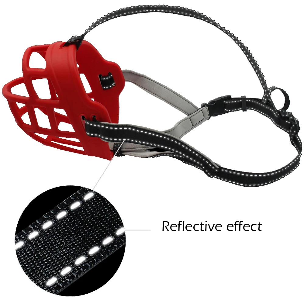YUDODO Dog Muzzles 4 Sizes Red Black Dog Silicon Basket Muzzle Soft Adjustable Straps Rubber Pet Anti-bite Muzzle For Dogs