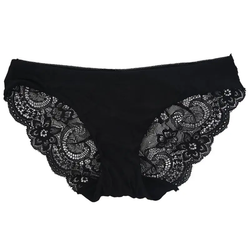 

Women Fashion nylon Lace Silk Seamless Underwear Female Breathable Sexy Lace Panties black XXL