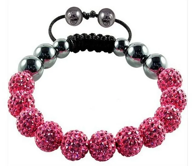 Free Shipping Authentic Handmade Macrame Tresor Paris Shamballa Free Shipping Authentic Handmade Macrame Tresor Paris Shamballa Bracelet Uk With Pink Crystal In Black String