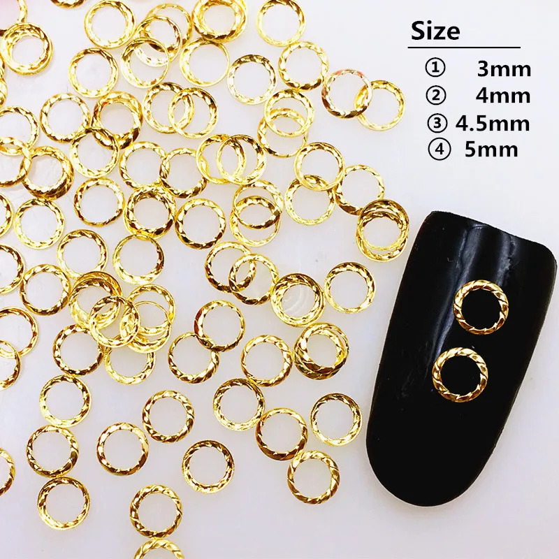 

500pcs/bag New 3D Nail Art Decorarion Metal Alloy Japanese Gold Silver Mini Stud Rivet Kawaii Hollow Circle DIY Nail Accessories