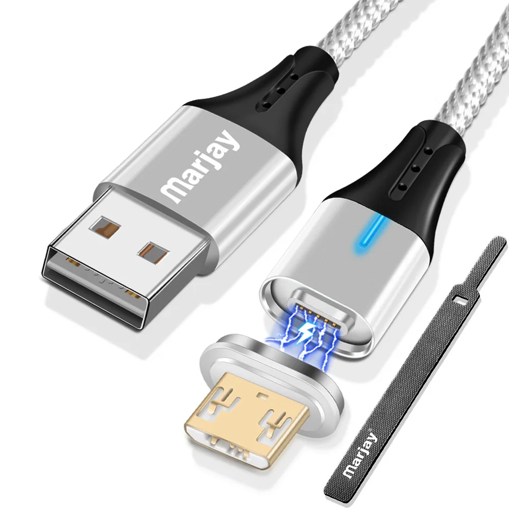Магнитный Micro USB кабель Marjay для быстрой зарядки 1 м 2 м для samsung Xiaomi Магнитный кабель Micro USB кабель для передачи данных для мобильного телефона