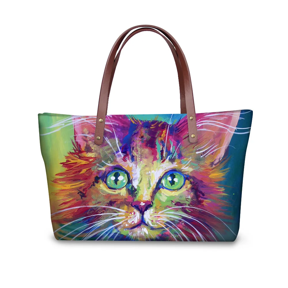 

Colorful Cat Painting Women Messenger Bag Casual Woman Shoulder Handbag Bolsas Feminine Female Cross-body Tote Bags