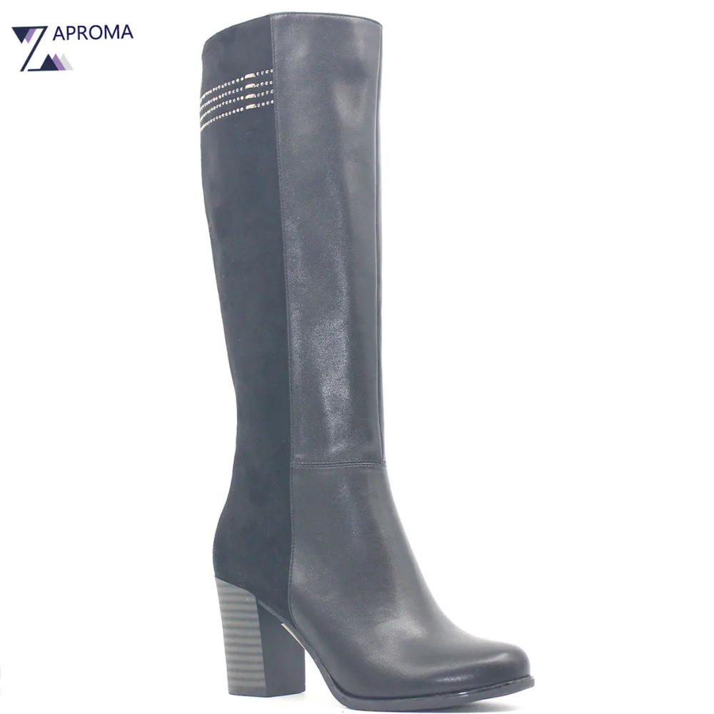 chunky heel platform knee high boots