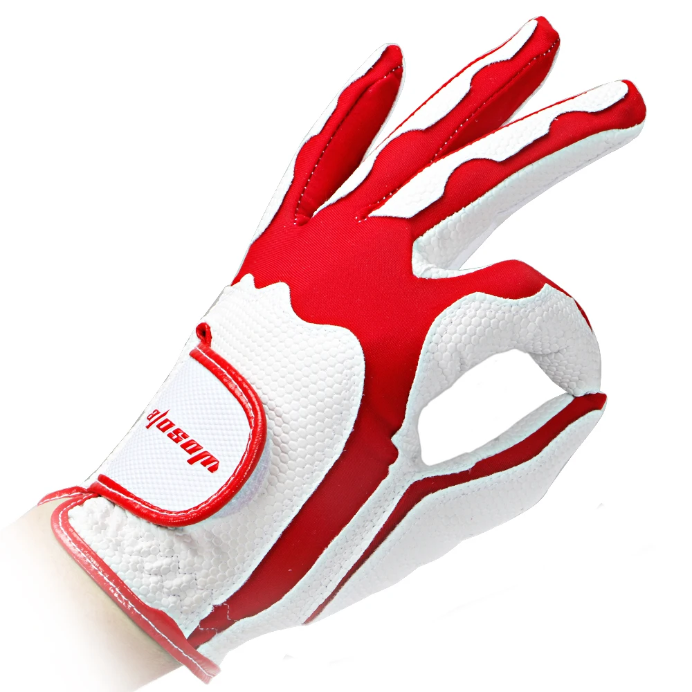 1 Pair Womens Golf Gloves Breathable Lady Sports Gloves Golf Mittens Left & Right Hands White Red2