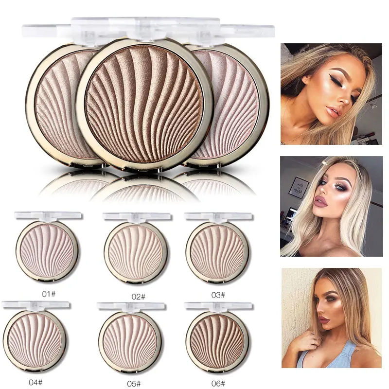 

MISS ROSE Brand Makeup 6 Colors Glitter Highlighter Bronzer Face Glow Base Make Up Highlighter Contouring Palette Gold Shimmer