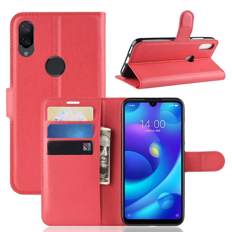 Чехол для Xiaomi mi Play, 4 ГБ, 64 ГБ, кошелек, задняя крышка-книжка, mi Play, флип-чехол из искусственной кожи, чехлы для телефонов, 5,84 дюймов, чехол-бампер с подставкой, s - Цвет: Red