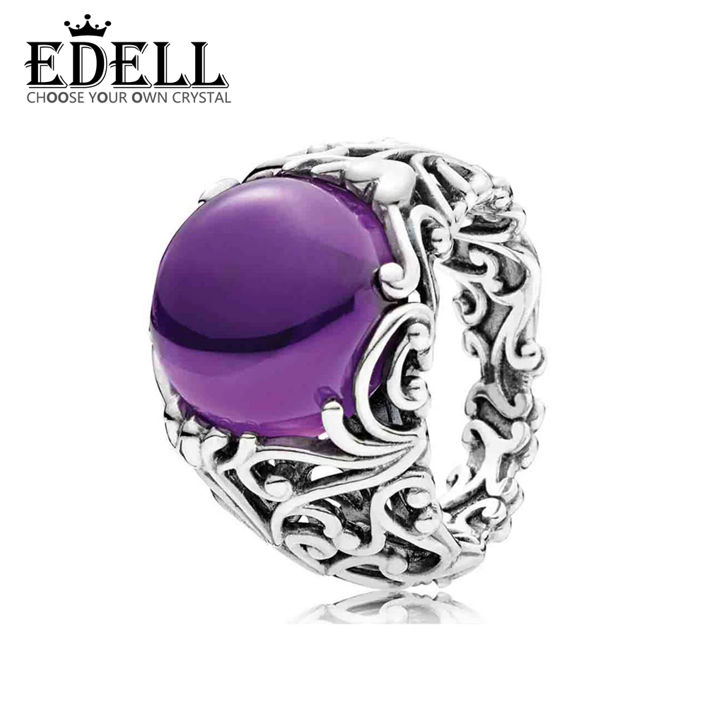 

EDELL 100% 925 Sterling Silver Regal Dazzling Beauty Ring, Purple CZ 197678ACZ Vintage Punk Personality Ring Free Shipping