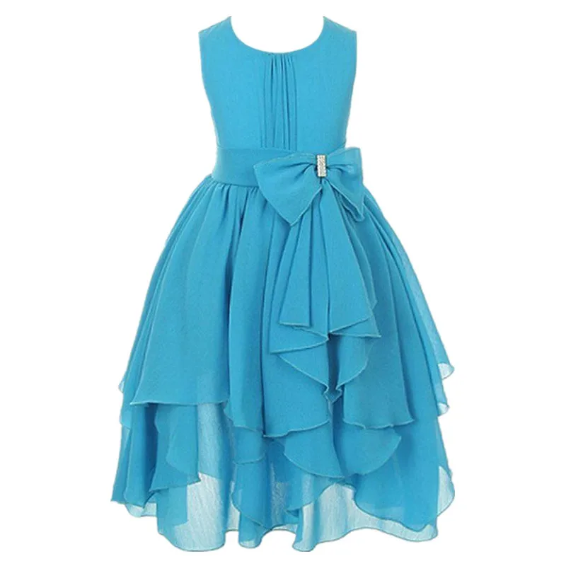 

3-12T Girls Dresses 2017 Baby Toddlers Kids Girl Solid Dress For Gilrs Weeding Evening Birthday Party Dresses