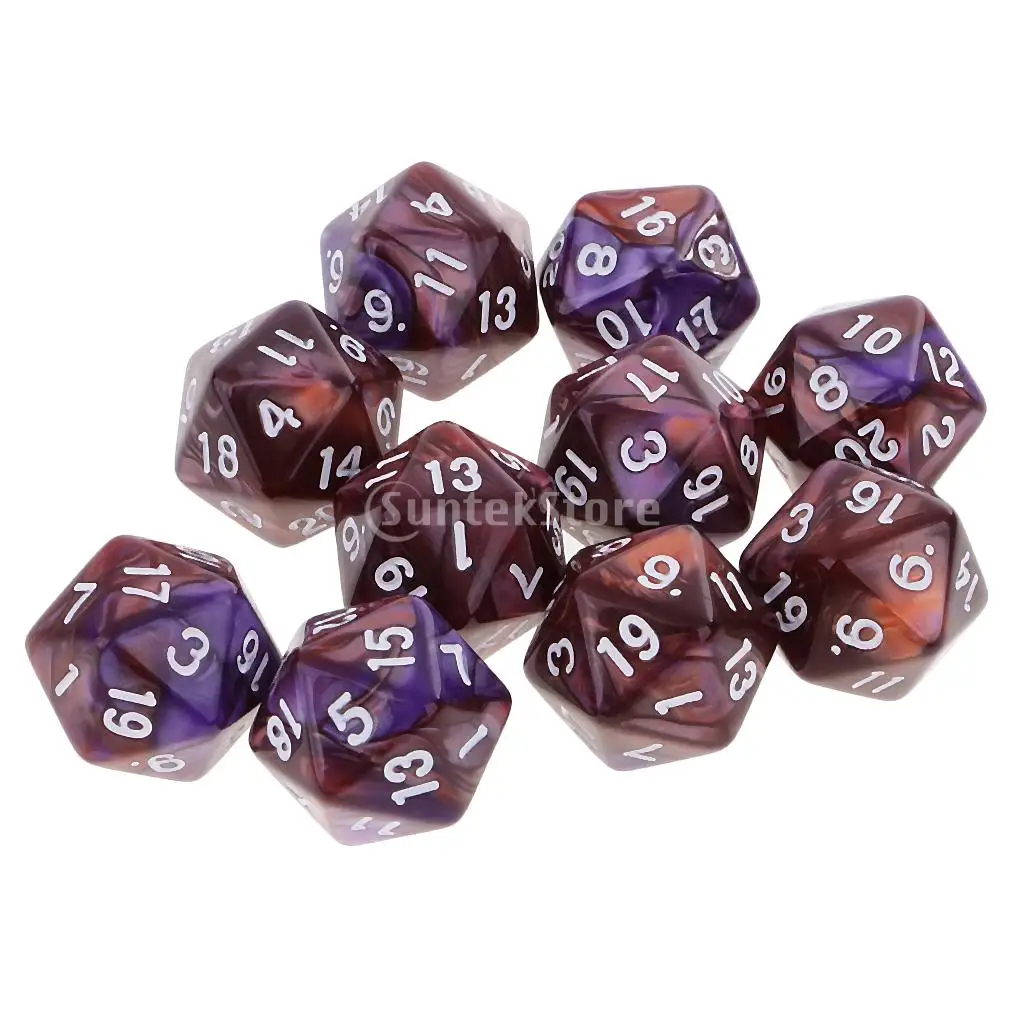 10 шт. 20 двухсторонних кубиков D20 многогранные кубики для Dungeons и Dragons настольные