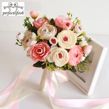 Perfectlifeoh Свадебные букеты ручной работы искусственный букет Свадебный букет цвета слоновой кости свадебные цветы фиолетовые Цветочные букеты