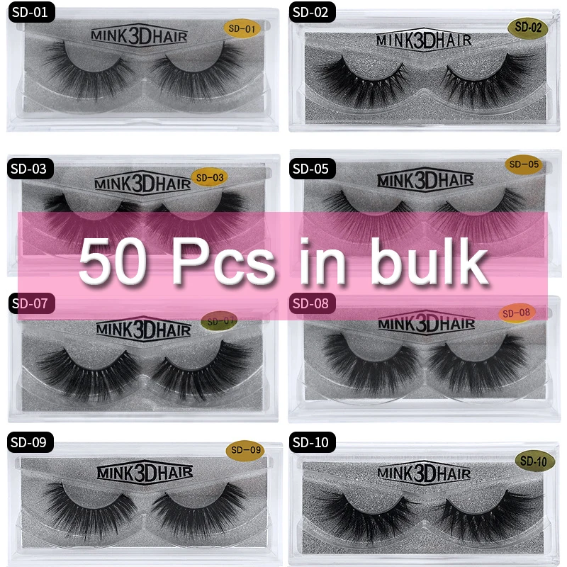 

Mangodot Wholesale 50 Pairs SD series Mink Lashes Luxury Cilios in bulk Natural Mink False Eyelashes Thick Extension Eyelash