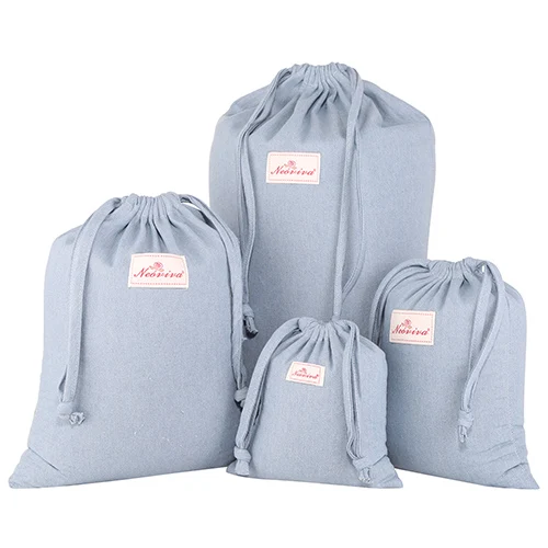 Neoviva Durable Cotton Canvas Storage Bags for Clothing, Set of 4 in