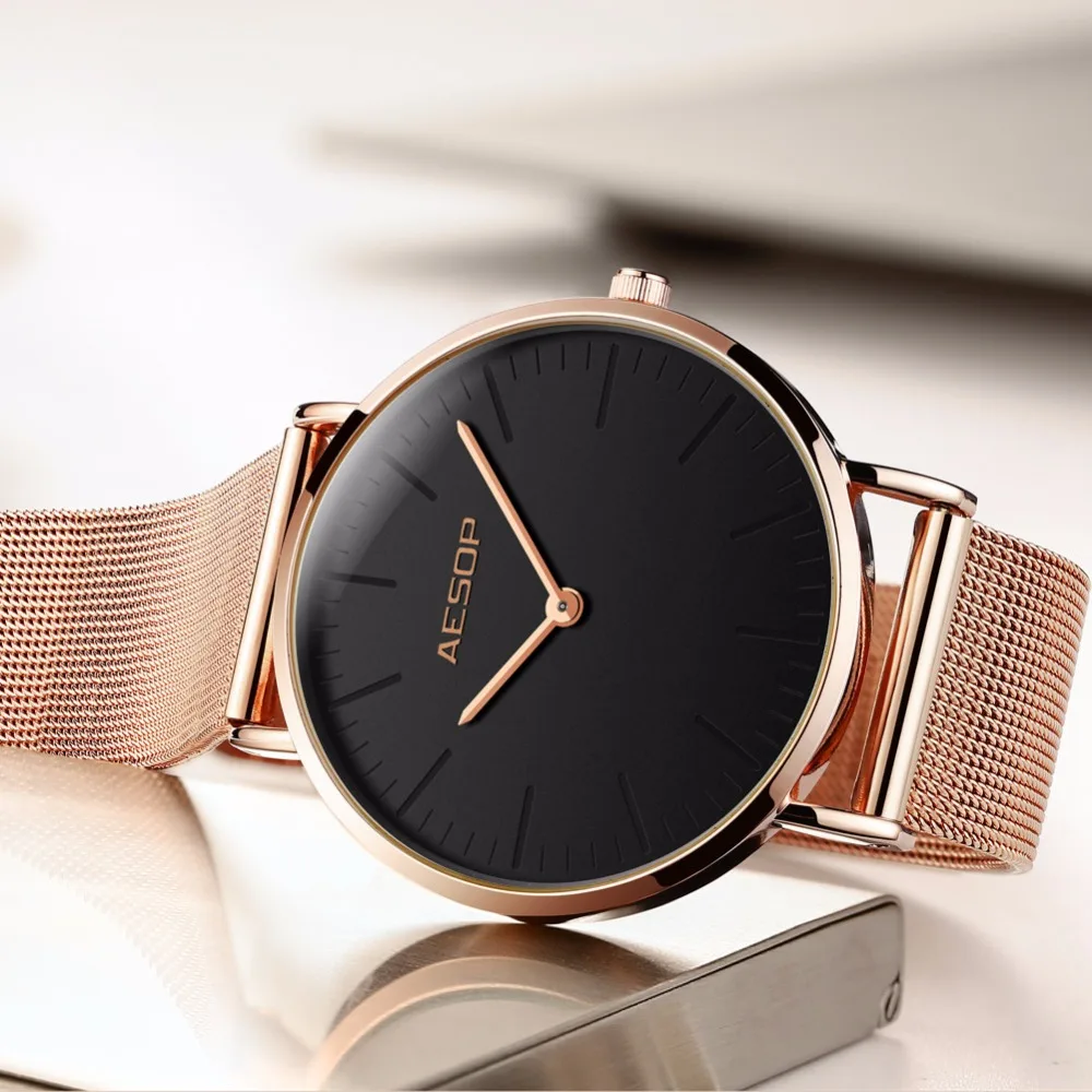 Luxury Women Watches Simple Ladies Steel Watch Rose Gold Elegant Minimalism Casual Black Female Waterproof Clock for Girl 2018