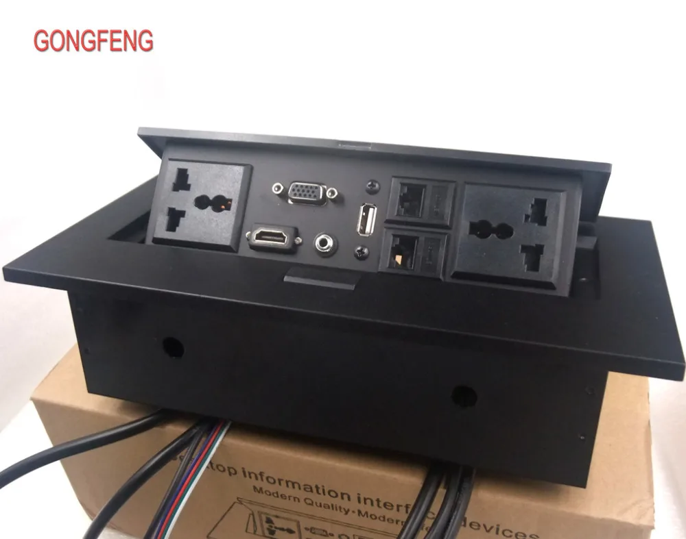 Tomada de mesa com painel de alumínio,