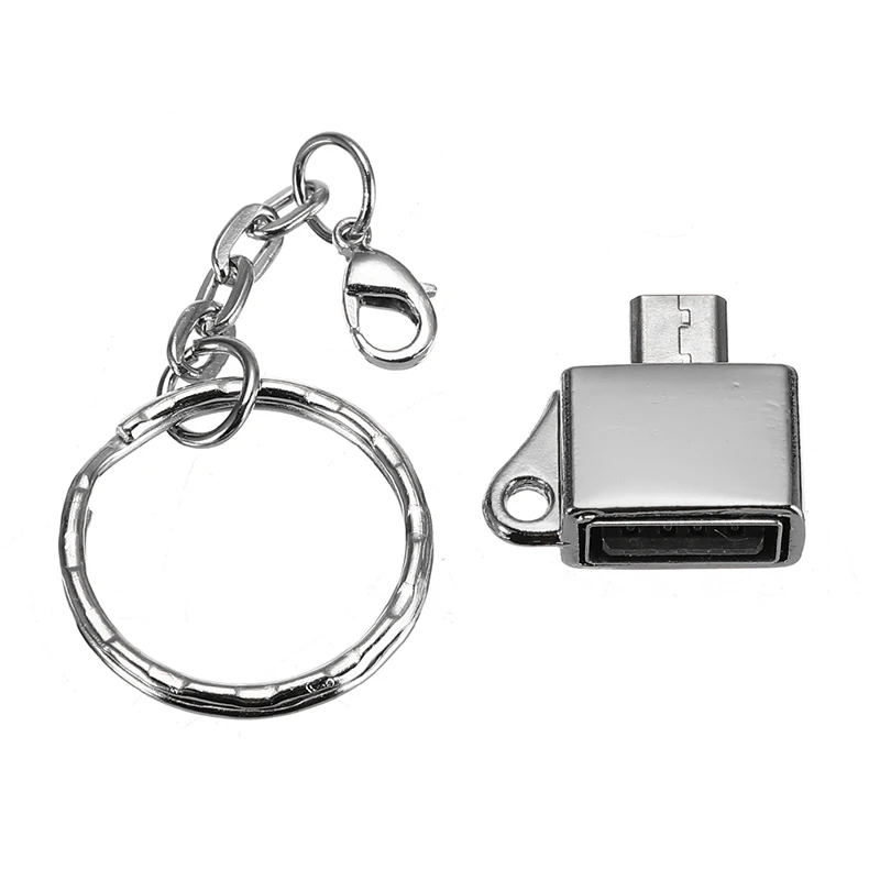 Металлический Micro USB Мужской к USB 2,0 Женский Адаптер конвертера OTG с брелок адаптер для мобильного телефона аксессуары