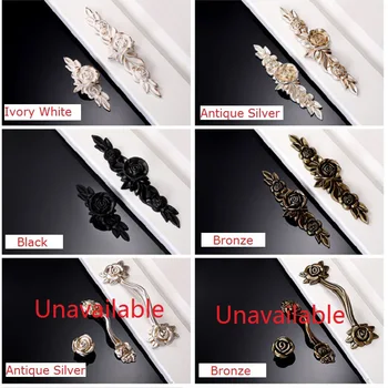 

10PCS Euorpean Style Rose Design Zinc Kitchen Cupboard Furniture Cabinet Handle Handles Pull Pulls Knob Knobs