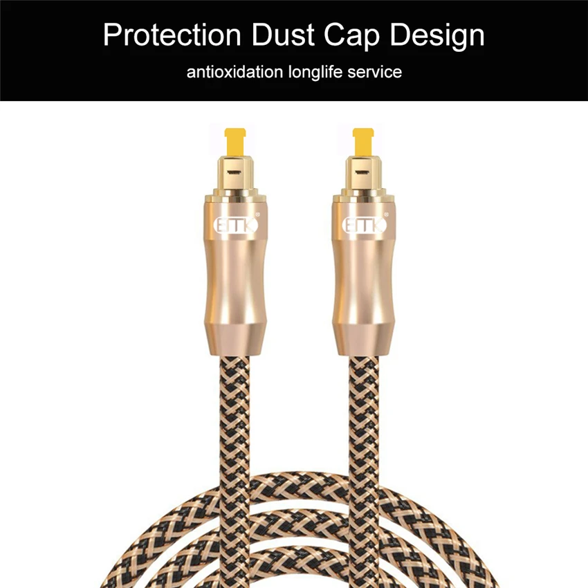 EMK Digital Optical Audio Cable Fiber Optical Toslink Cable SPDIF Audio Cable Male to Male Cord for Home Theater, Sound Bar, TV, PS4, Xbox, Playstation (5)