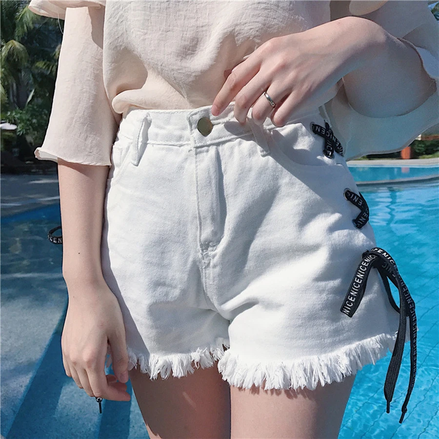 Denim High Waist Shorts Women Summer Casual Sweatpants Rave Korean Fashion Mini Short Feminino Hotpants Jeans Woman Shorts 5F104