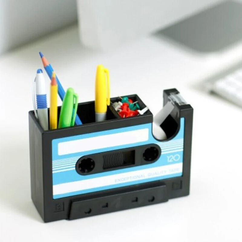 

Creative Retro cassette pen holde Storage Box pen Desktop Tape Dispenser Office desktop pen holder Home Stoeage Holders