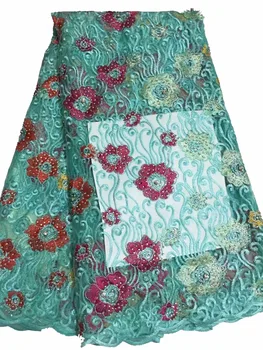 

African Tulle Lace Fabric With stone Nigerian Fabric, Navy Blue French Net Lace For Lady A83-5