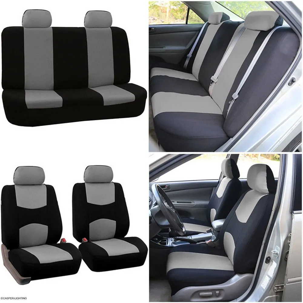 

Car Seat Covers 9 Piece Set Universal Colorful Car Seat Protection Cover Car-Styling Summer Breathable Cool Seat Covers Flax