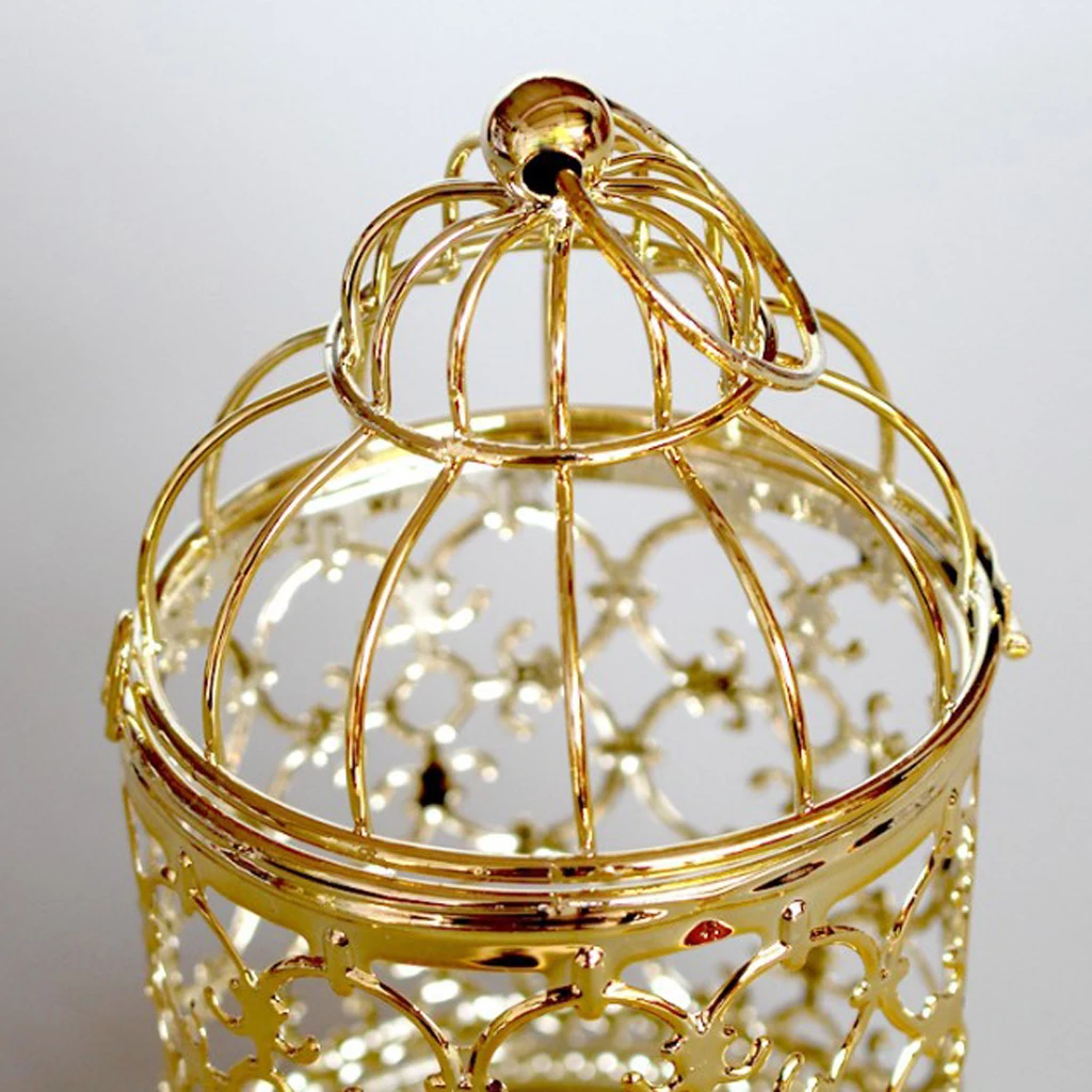 MagiDeal Hollowed Pattern Design Tealight Metal Candle Holder Hanging Lanterns Creative Birdcage Wedding Home Table Decoration