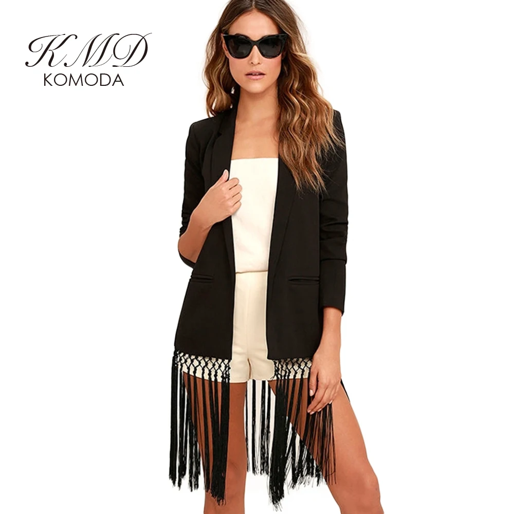 KMD KOMODA Long Sleeve Tassel Blazers Women Elegant Casual Basic Jacket