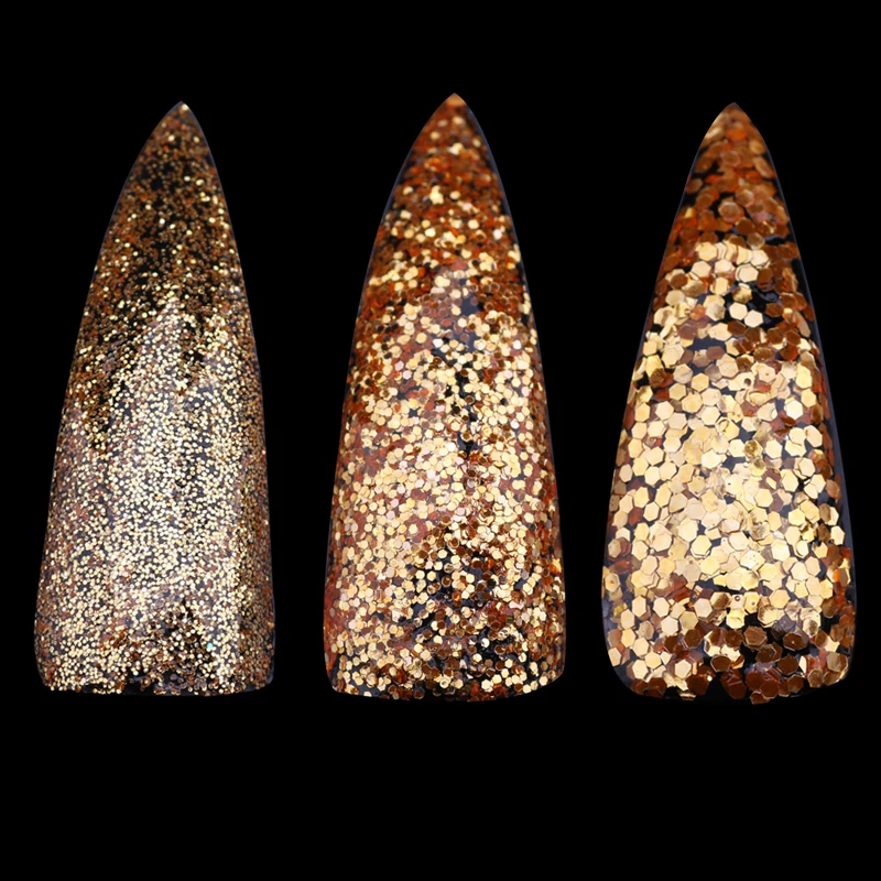 

12boxe/set Nail Art Glitter Powder Tyrant 24k Gold Hexagonal Sequins Powder Dust Nail Glitter Powder Flash Acrylic Manicure Nail