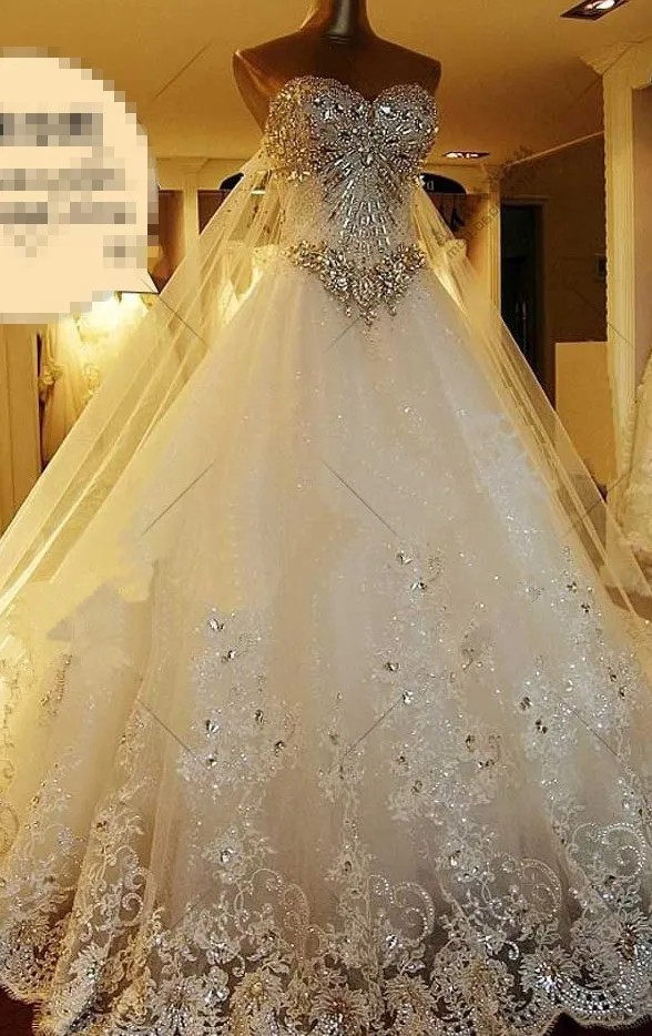 2016 New Bandage Tube Top Crystal Lace Sweetheart Luxury Wedding Dress