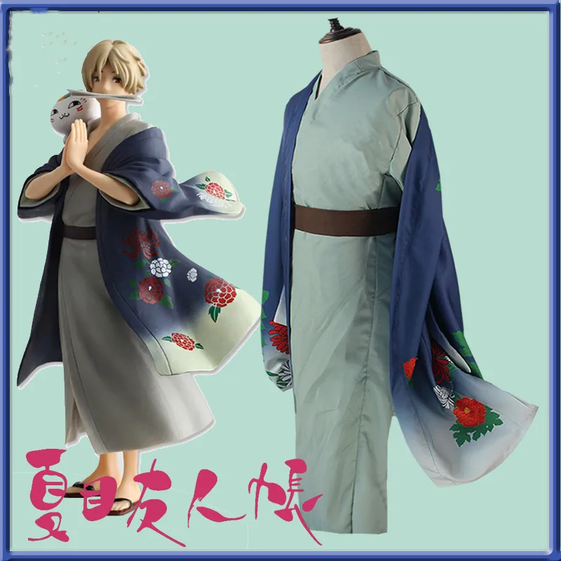 Natsume Yuujinchou Такаси Нацумэ костюм для косплея японское кимоно с принтом юката на