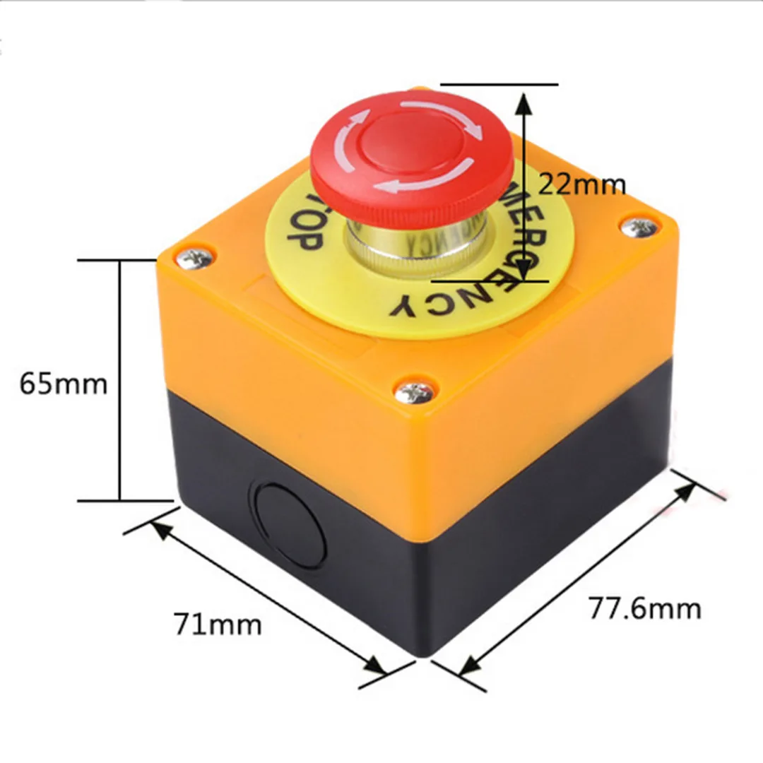 Waterproof Red Sign Emergency Stop Mushroom Cap Emergency Stop Push Button Switch NO+NC AC660V/10A