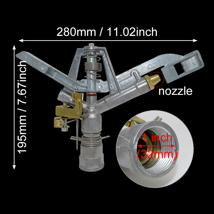 1 шт. 1 дюйм(32 мм) внутренняя резьба цинковый сплав вращающийся привод спринклеры 1 медное сопло орошение для горного склона
