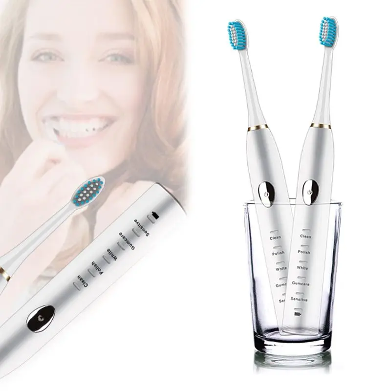 

1 Set BB-303 Waterproof Electric Toothbrush Sonic Timer Brush with 4 Head Rechargeable Tooth Brushes Home Use for Adults Kids