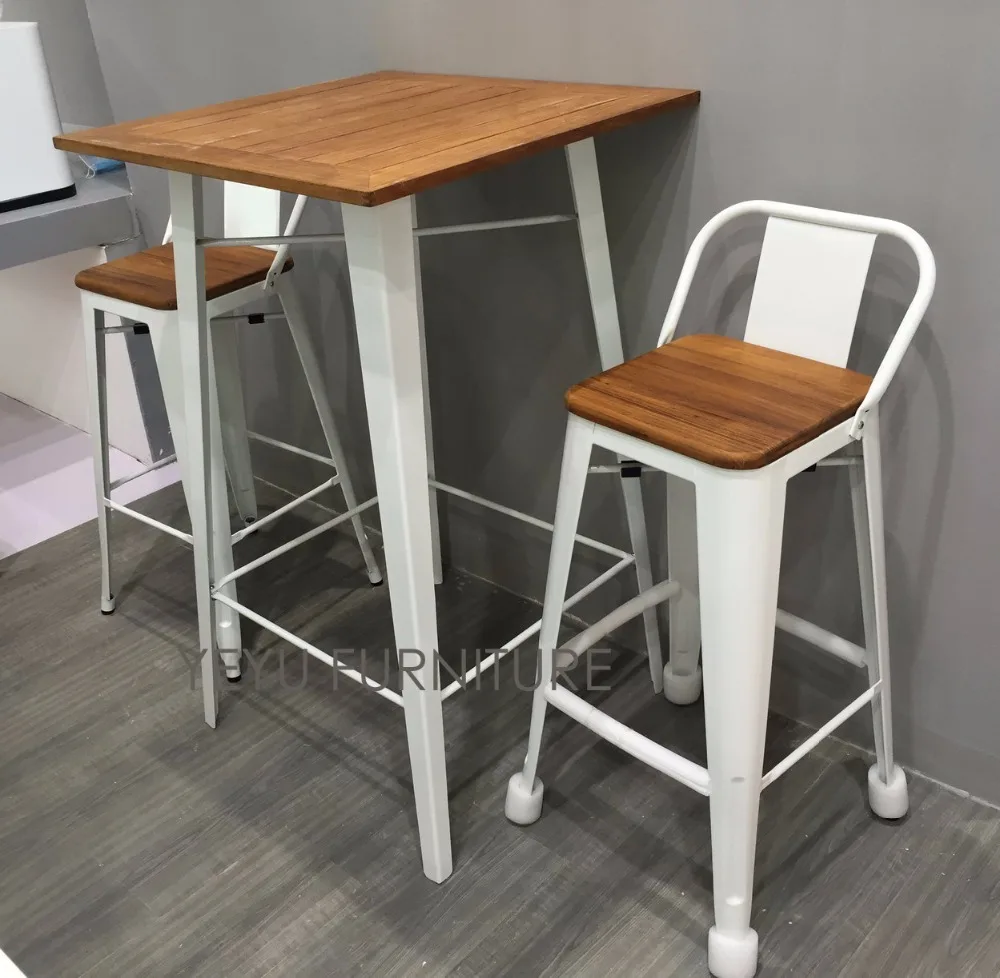 Minimalist Modern Design Low Back Outdoor Metal Steel Bar Stool With Minimalist Modern Design Low Back Outdoor Metal Steel Bar Stool With Teak Wood Seat Commercial Furniture Set Table In Chairs From On