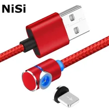 Круглый 1 м 2 м L-Line 90 градусов 8PIN IOS USB светодиодный магнитный кабель зарядное устройство для iPhone 5 6 7 8 Plus X Быстрая зарядка нейлоновые шнуры зарядное устройство
