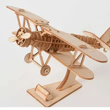 DIY Biplane Drone Airplane Clock Car Toys 3D Wooden Puzzle Toy Assembly Model Wood Craft Kits Desk Decoration for Children Kids