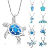 FDLK  Hot New Arrival Cute Ocean Beach Jewelry Blue Opal Sea Turtle 1PC Allergy Free Adjustable Pendant Necklace ► Photo 1/6