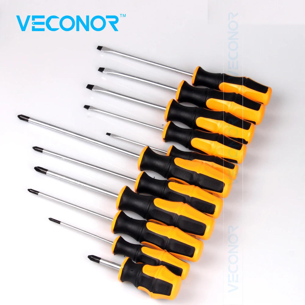 Veconor 11 pieces screwdriver set phillips cross head slot type screwdriving tools household